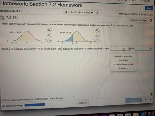 Homework: Section 7.2

Question Help
Match each P-value with the graph that displays its area with