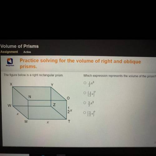 Which expression represents the volume of the prism?