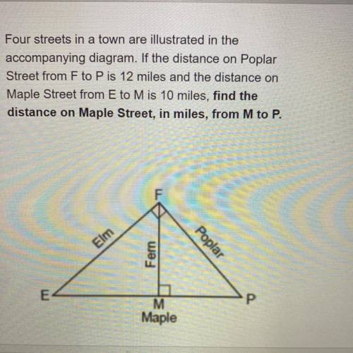 Find the distance on maple street, in miles, from M to P