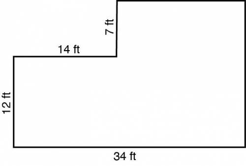 Find the area of the bedroom with the shape shown in the figure, in square feet.