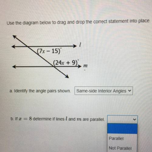 If X equals eight determines if line L and M are parallel