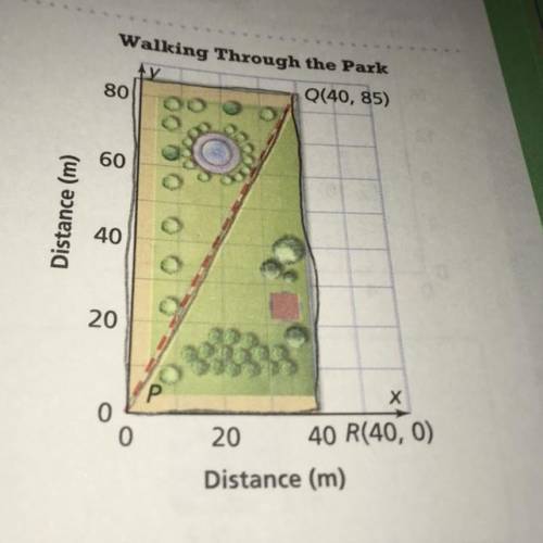Please help!

You walk along the outside of a park starting at point P.
Then you take a shortcut r