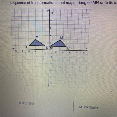 Triangle LMN is reflected on y= x and then translates to the left one unit. Which of the following
