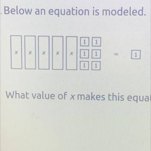 Below an equation is modeled . What value of x makes this equation true?
