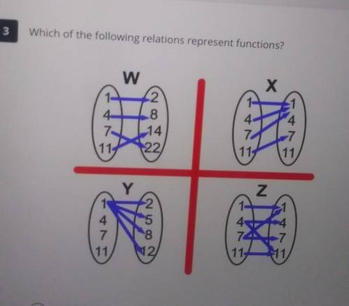 3 Which of the following relations represent functions? 3 X 2 8 14 22 7 11 11 11 N co ON 7 11 8 N2
