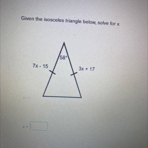 What would x equal for these equations of the triangle