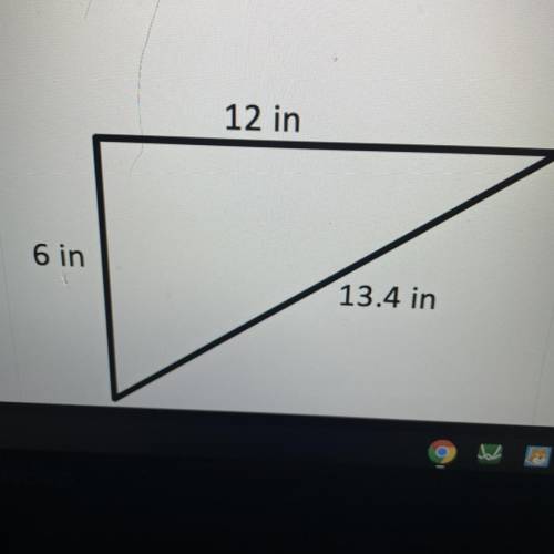 What is the area of the triangle to the left?

80.4 sq. in.
72 sq. in
40.2 sq. in
36 sq. in
