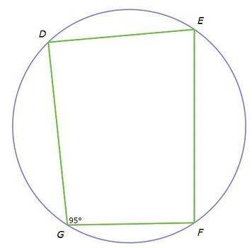 In the diagram, m∠G = 95°. What is m∠E?