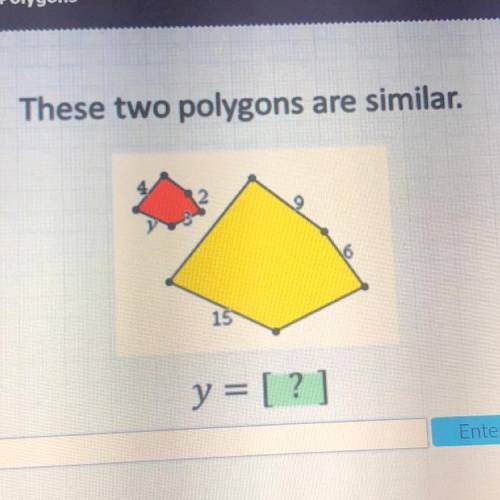 Help i’ll give 5stars!

These two polygons are similar.
4
2
3
y
9
6
15
y = [?]
