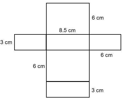 The net of a rectangular prism is shown below.

What is the total surface area of the rectangular