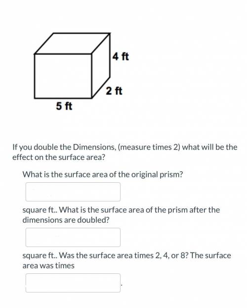 If you double the Dimensions, (measure times 2) what will be the effect on the surface area?