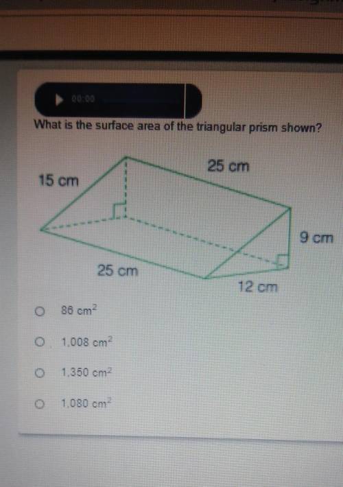 What is the surface area of the triangular prism shown​