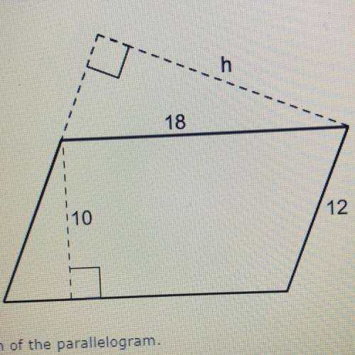 10. Find the height h of the parallelogram.
A 21
B 12
C 15
D 18