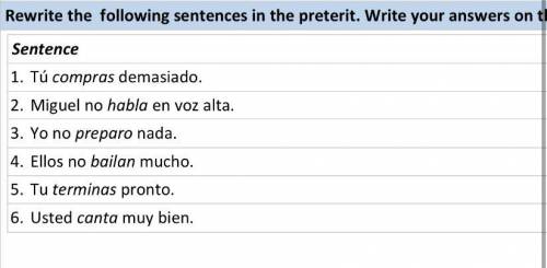EASY rewrite sentence in the preterit