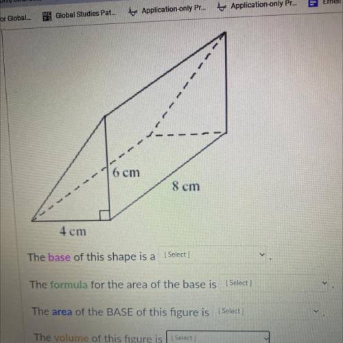 The base of this shape is a

A: Rectangle B: triangle C: 
square 
The formula for the area of the