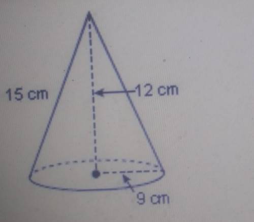 Find the volume of the cone in terms of pi. 405TT cm3 324TT cm3 72TT cm3​