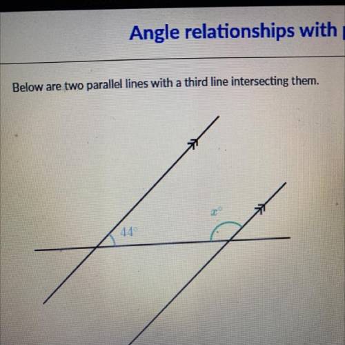 Below are two parallel lines with a third line intersecting them.