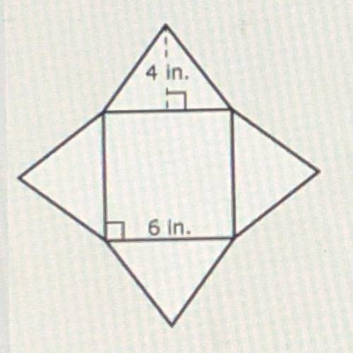 The surface area of the square base is ___ square inches.

The surface area of each triangle side