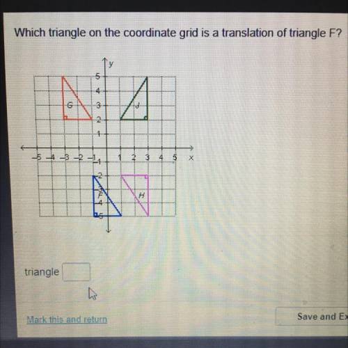 Which triangle on the coordinate grid is a translation of triangle F?