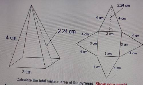 Calculate the total surface area of the pyramid ​