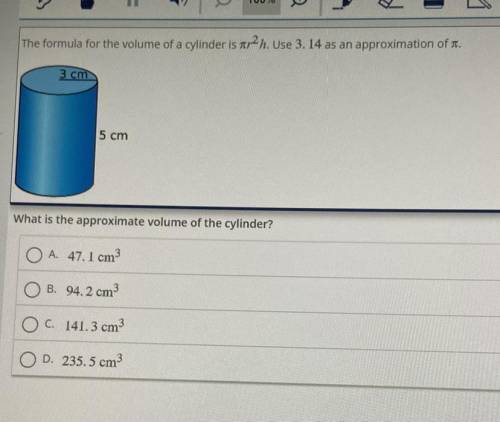 What is the approximate volume of the cylinder
