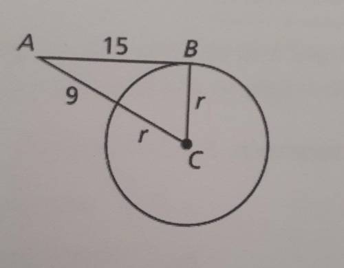 Point B is a point of tangency. Find the radius r of Oc 6. 15 B​