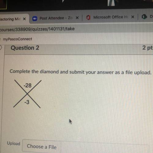 Complete the diamond and submit your answer as a file
-28
-3