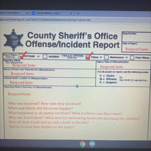 Sheriff Tate's police report