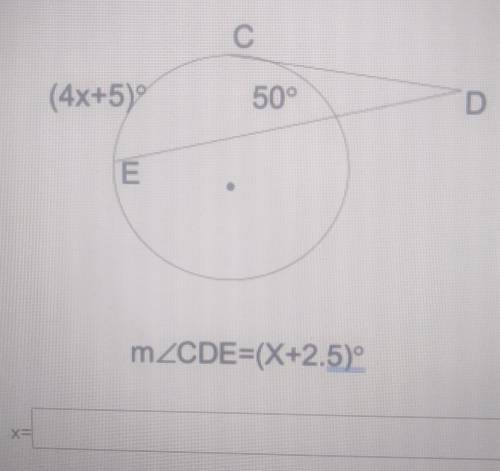 C (4x+5) 50 D E mZCDE=(X+2.5)​