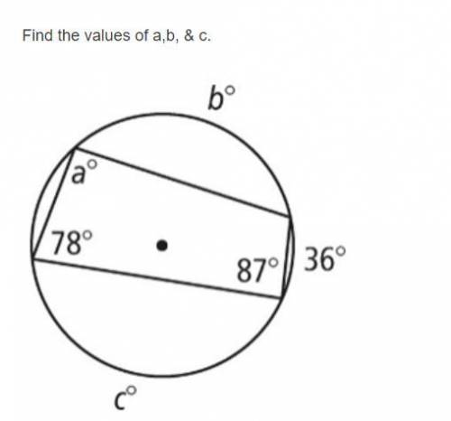 Find the angle of a, b, and c