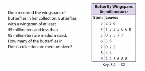 Dora recorded the wingspan of butterflies in her collection. Butterflies with a wingspan of at leas