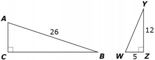 Triangle ABC is similar to triangle WYZ.

Determine whether the following statement is true or fal