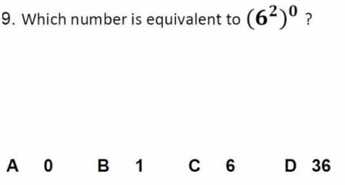 Which number is equivalent to (6^2)^0