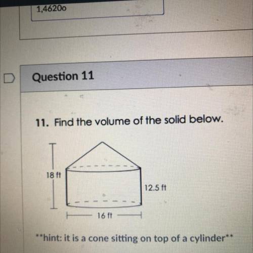 Find volume of cone sitting on top of cylinder