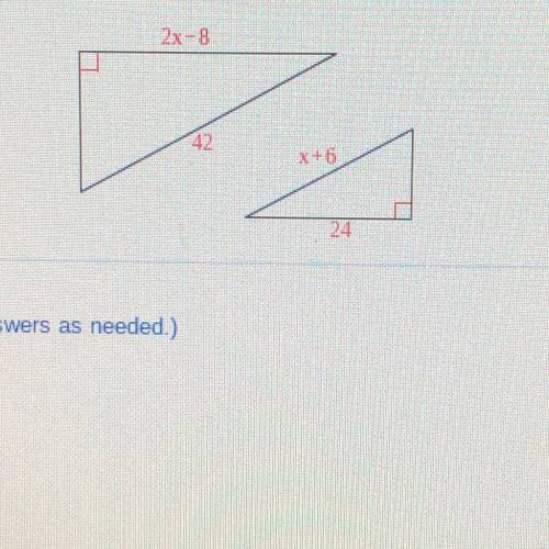 PLS ANSWER ASAP (no links) for the pair of similar triangles, find the value of x.