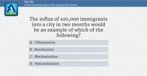 The influx of 100,000 immigrants into a city in two months would be an example of which of the foll