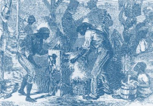 Which of the following descriptions of this illustration is most accurate?

A. Whites and enslaved