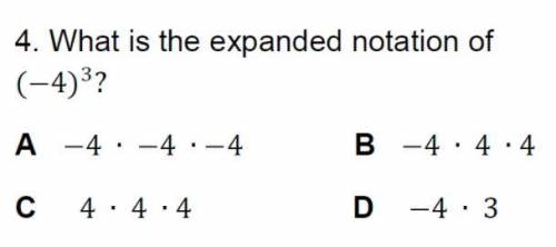 What is the expanded notation of (-4)^3