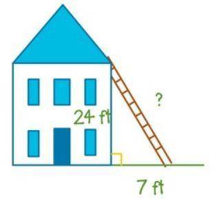 Please help. 
Use the Pythagorean Theorem to find the length of the ladder.