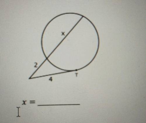 Find x given point T is a point of tangency​