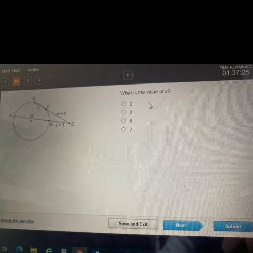 Will give brainliest
What is the value of x?
2
3
6
7
pls explain