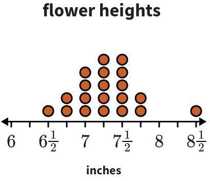 The line plot below shows the heights of flowers grown by the students in one of the sixth grade cl