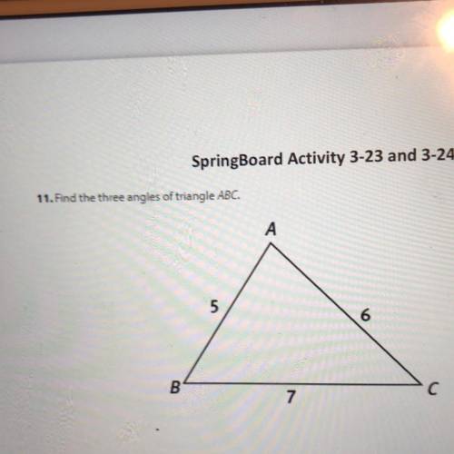 11. Find the three angles of triangle ABC