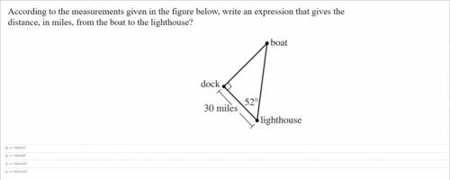According to the measurements given in the figure below, write an expression that gives the distanc