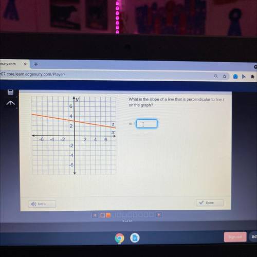 What is the slope of a line that is perpendicular to line t on the graph?