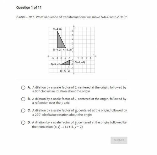 What sequence of transformations will move ABC onto DEF?