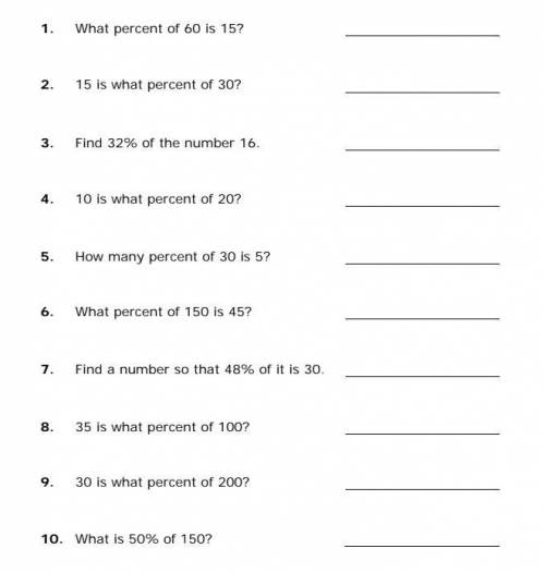 help its percentages, u could search them up to find the answers but I need to know how to do it to