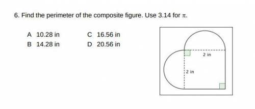 Please help me find the perimeter for the composite figure.