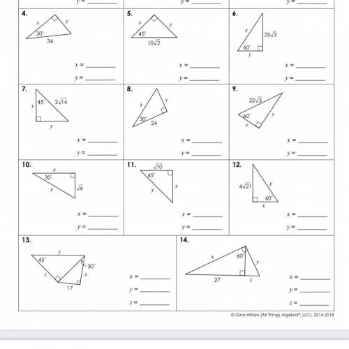 Unit 8: Right Triangles & Trigonometry

Homework 2: Special Right Triangles
please help pt2 :]