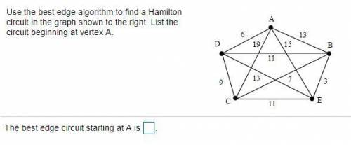 Use the best edge algorithm to find a Hamilton circuit in the graph shown to the right. List the ci